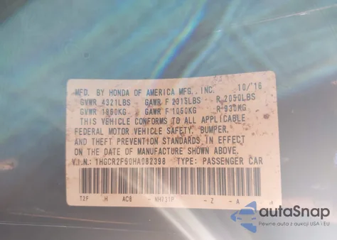 2017 Honda Accord Sport z USA, uszkodzony, nr VIN 1HGCR2F50HA082398